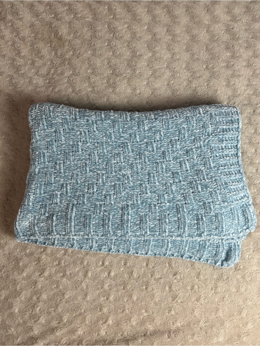 Little Journey Aldi Blue Chenille Baby Blanket Lovey Soft Plush Sweater Knit